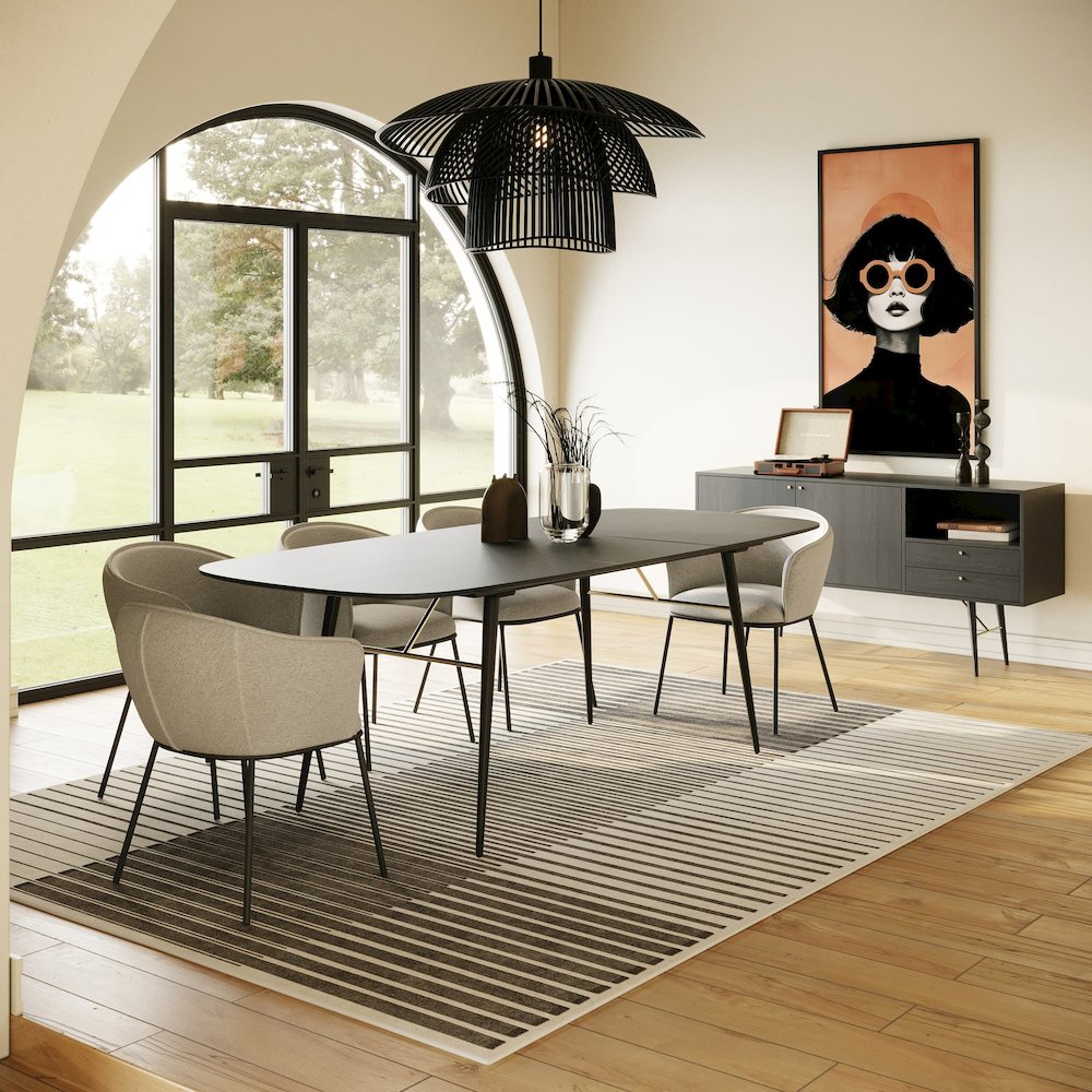 Modrest Billy Modern Black Oak & Gold Extendable Dining Table. Picture 8
