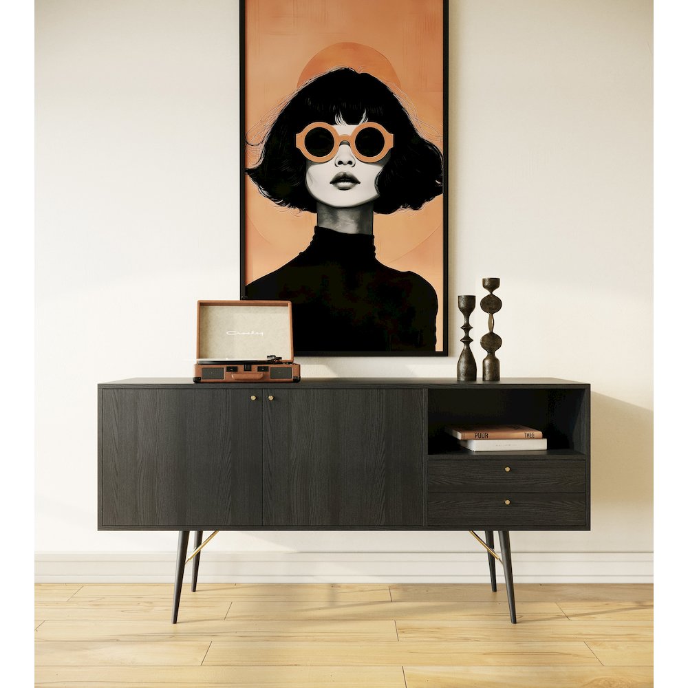 Modrest Billy Modern Black Oak & Gold Buffet. Picture 3