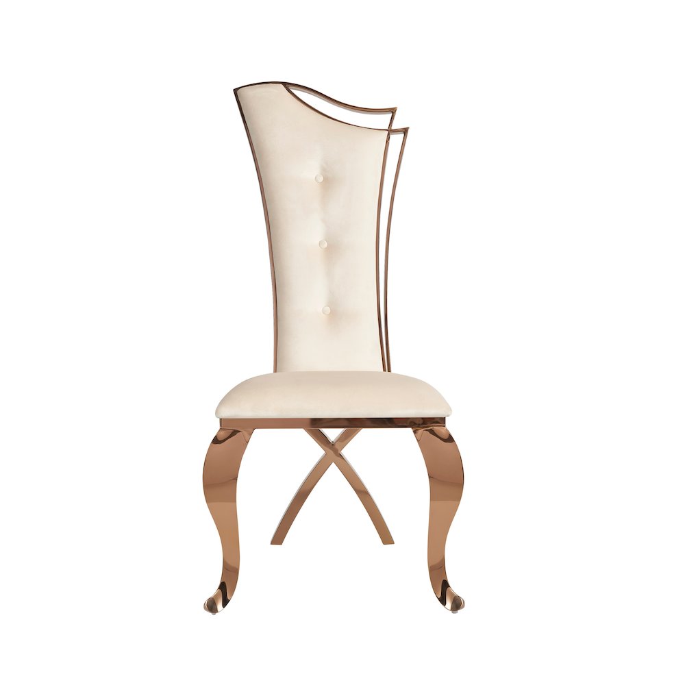 Modrest Bonnie - Beige Velvet & Rose Gold Dining Chair (Set of 2). Picture 2