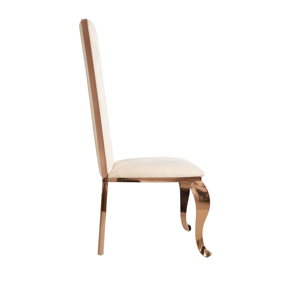 Modrest Bonnie - Beige Velvet & Rose Gold Dining Chair (Set of 2). Picture 3