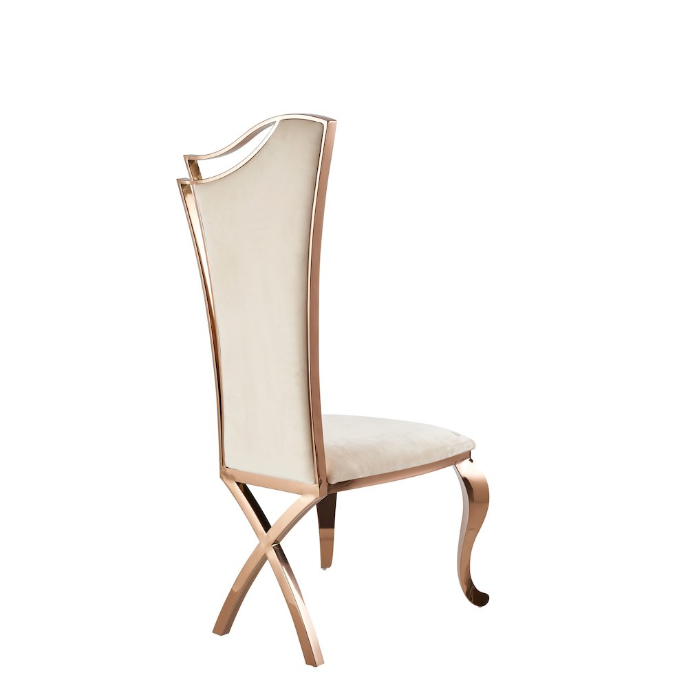 Modrest Bonnie - Beige Velvet & Rose Gold Dining Chair (Set of 2). Picture 4