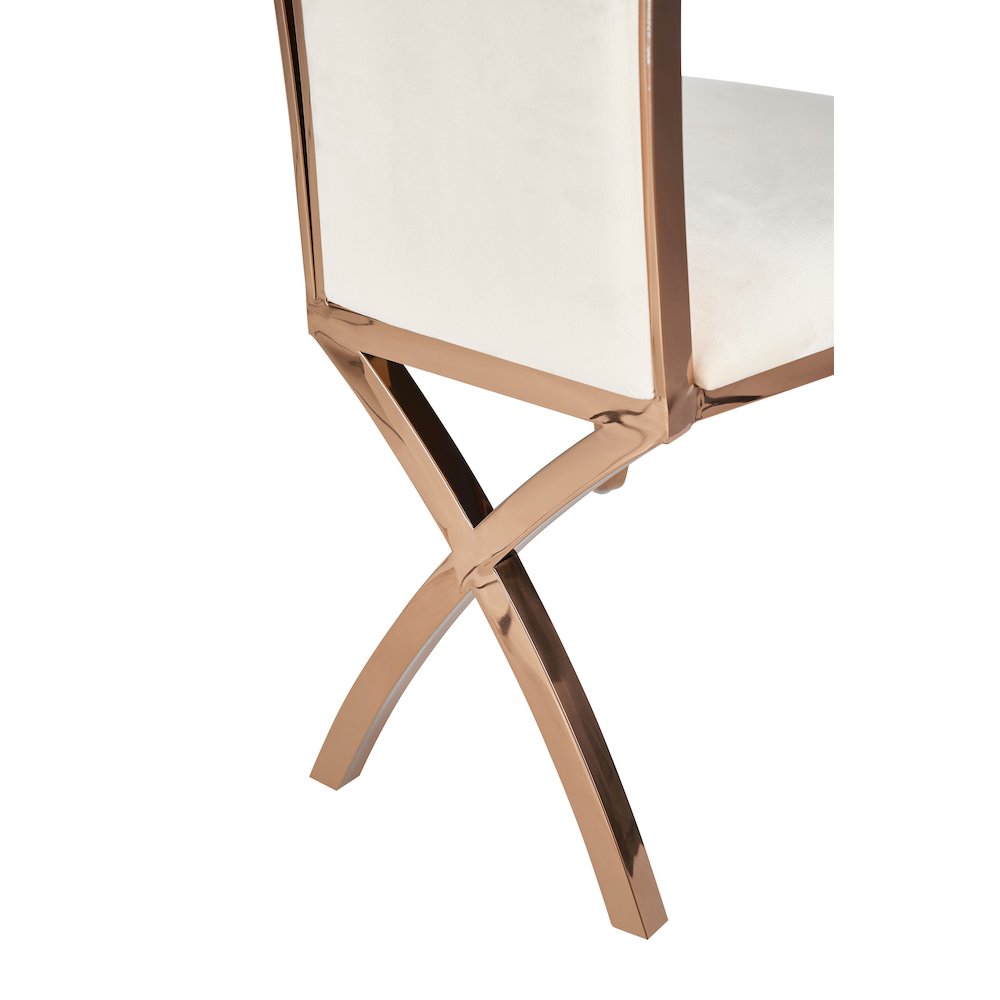 Modrest Bonnie - Beige Velvet & Rose Gold Dining Chair (Set of 2). Picture 7