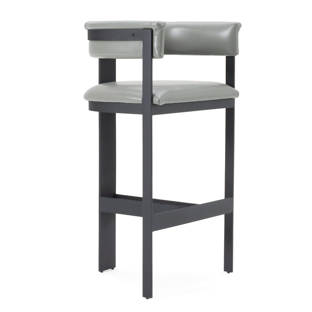 Modrest Boswell - Modern Grey Faux Leather + Black Barstool. Picture 1