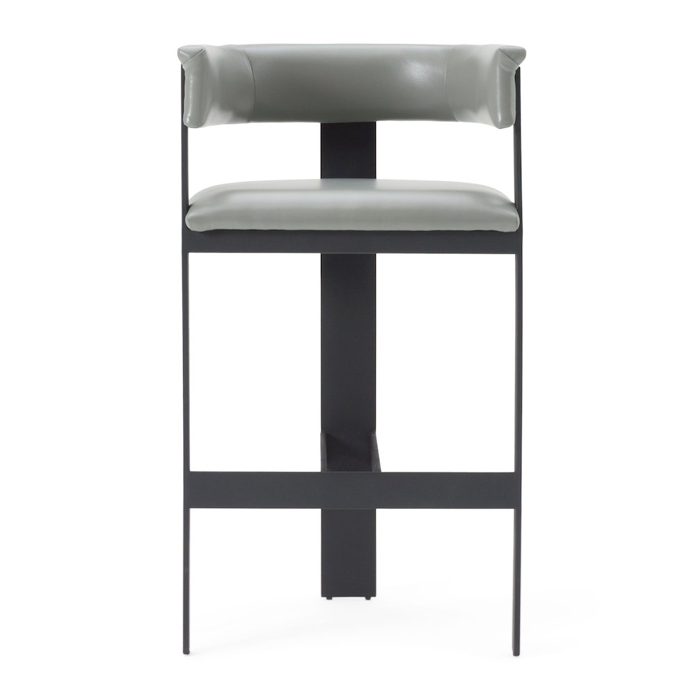 Modrest Boswell - Modern Grey Faux Leather + Black Barstool. Picture 2