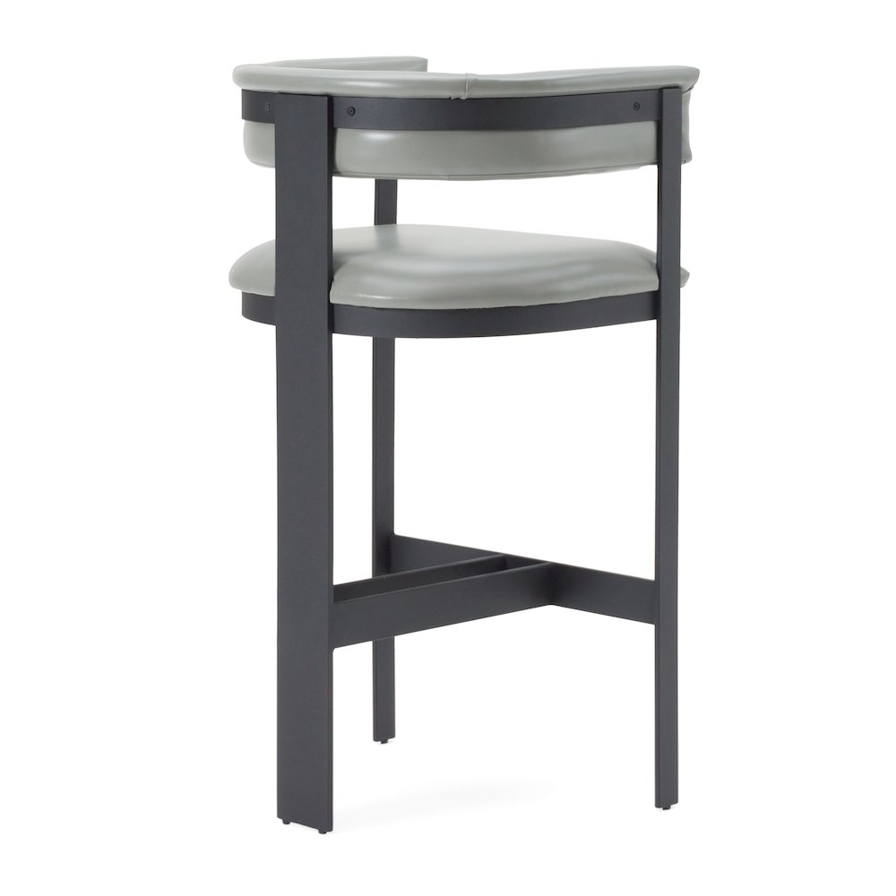 Modrest Boswell - Modern Grey Faux Leather + Black Barstool. Picture 5
