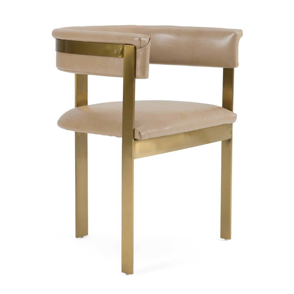 Modrest Boswell - Modern Brown Faux Leather + Gold Dining Chair. Picture 1