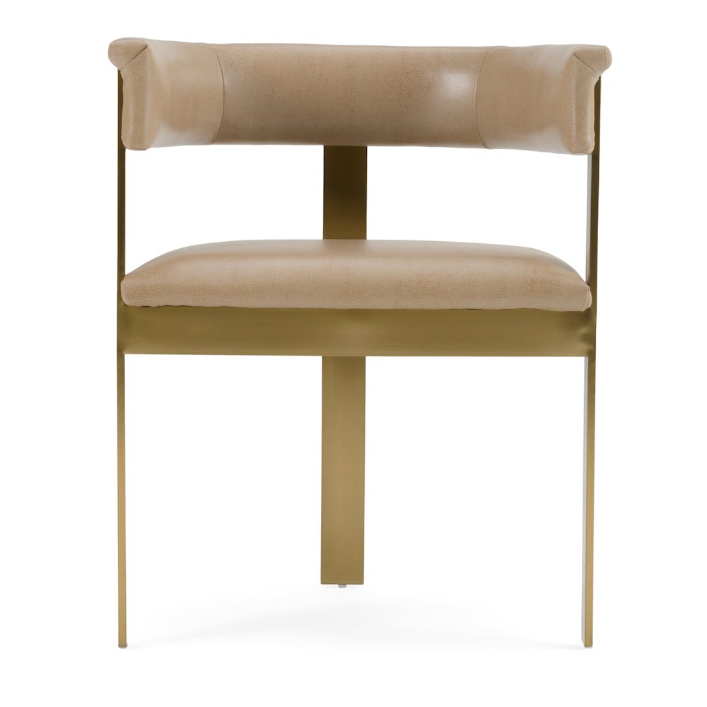 Modrest Boswell - Modern Brown Faux Leather + Gold Dining Chair. Picture 2