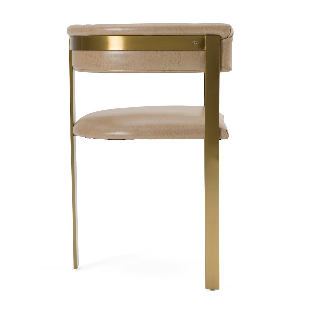 Modrest Boswell - Modern Brown Faux Leather + Gold Dining Chair. Picture 3