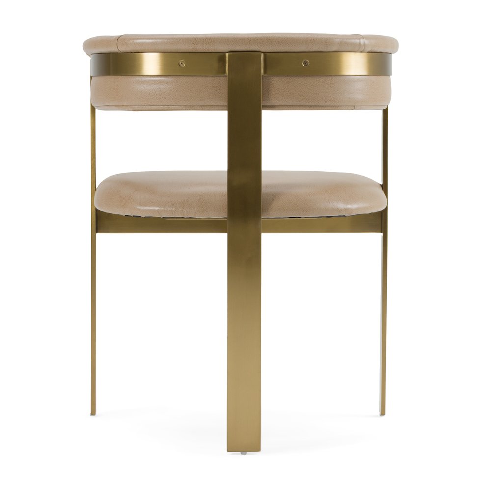 Modrest Boswell - Modern Brown Faux Leather + Gold Dining Chair. Picture 4
