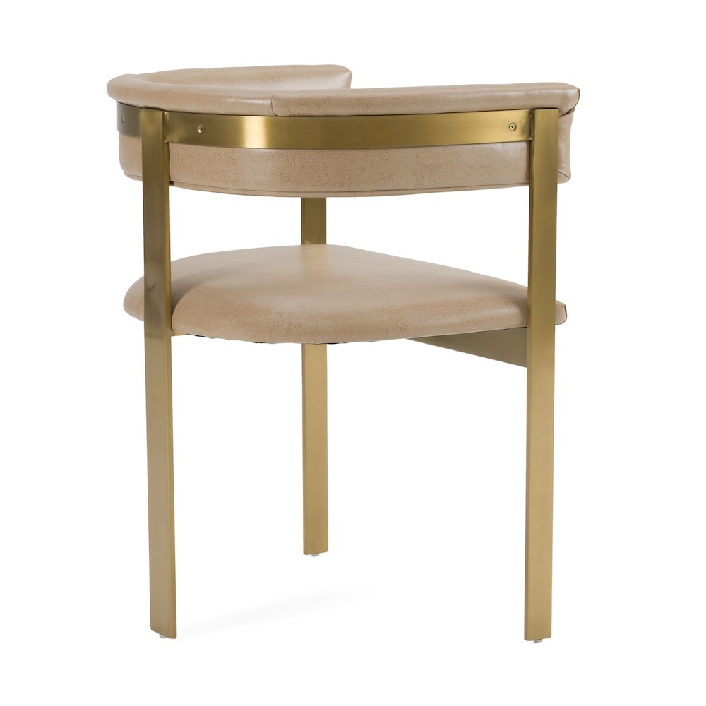 Modrest Boswell - Modern Brown Faux Leather + Gold Dining Chair. Picture 5