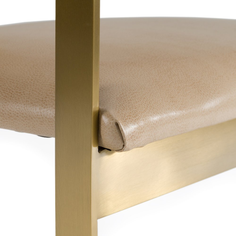 Modrest Boswell - Modern Brown Faux Leather + Gold Dining Chair. Picture 6