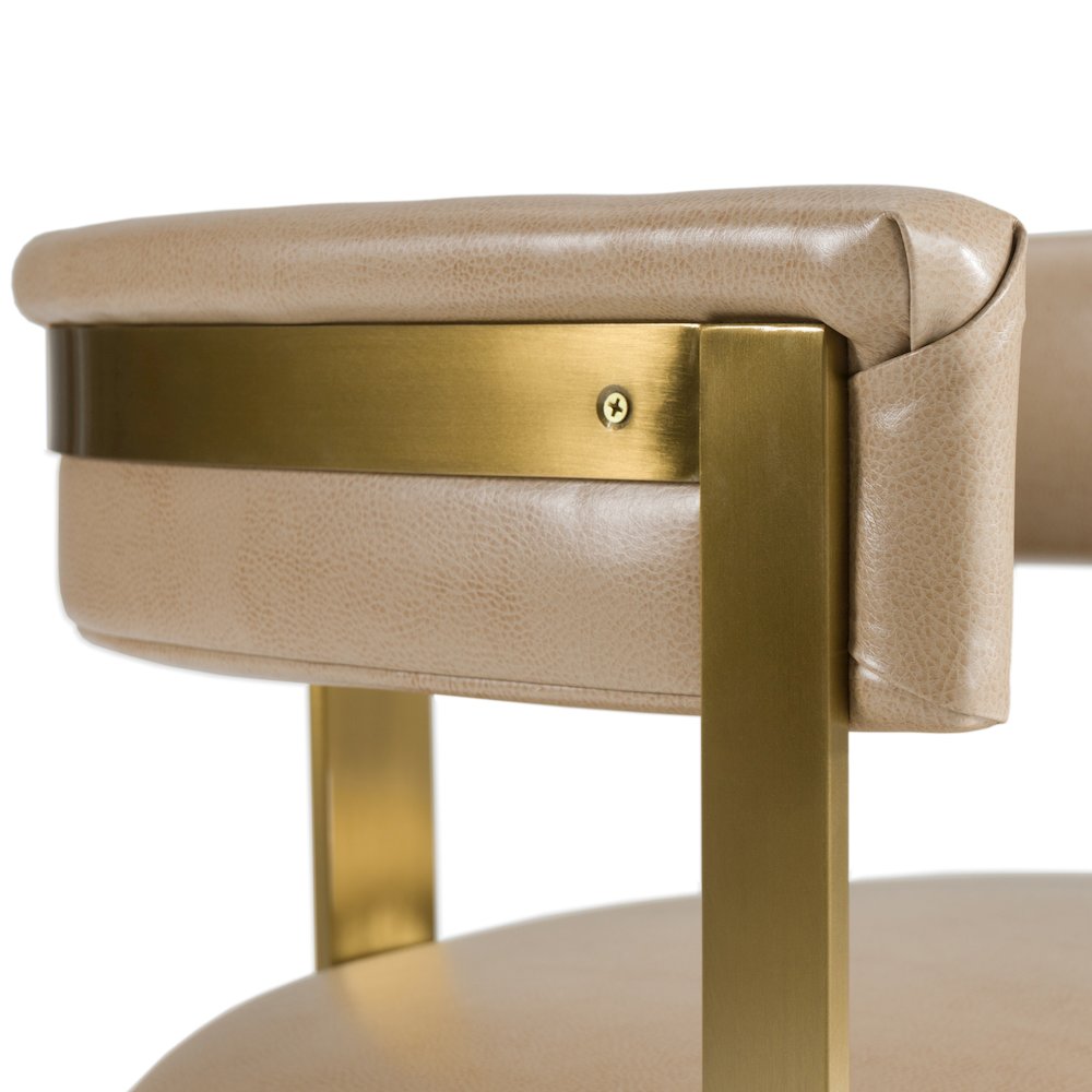 Modrest Boswell - Modern Brown Faux Leather + Gold Dining Chair. Picture 7