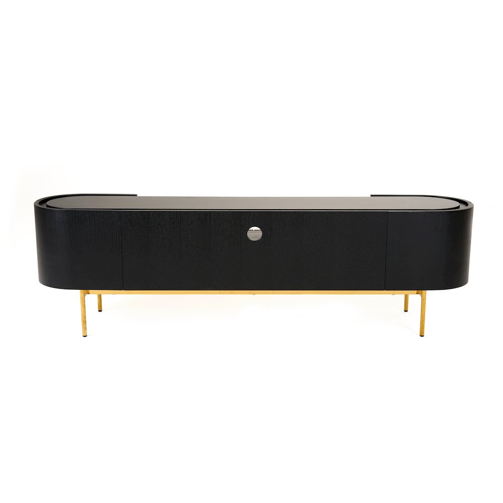 Modrest Bowie - Mid-Century Modern Black Oak + Brass TV Stand. Picture 4