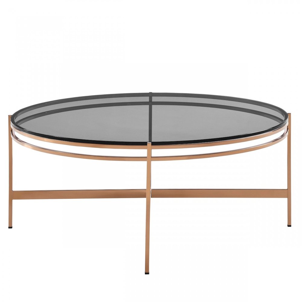 Modrest Bradford - Modern Smoked Glass & Rosegold Coffee Table. Picture 3