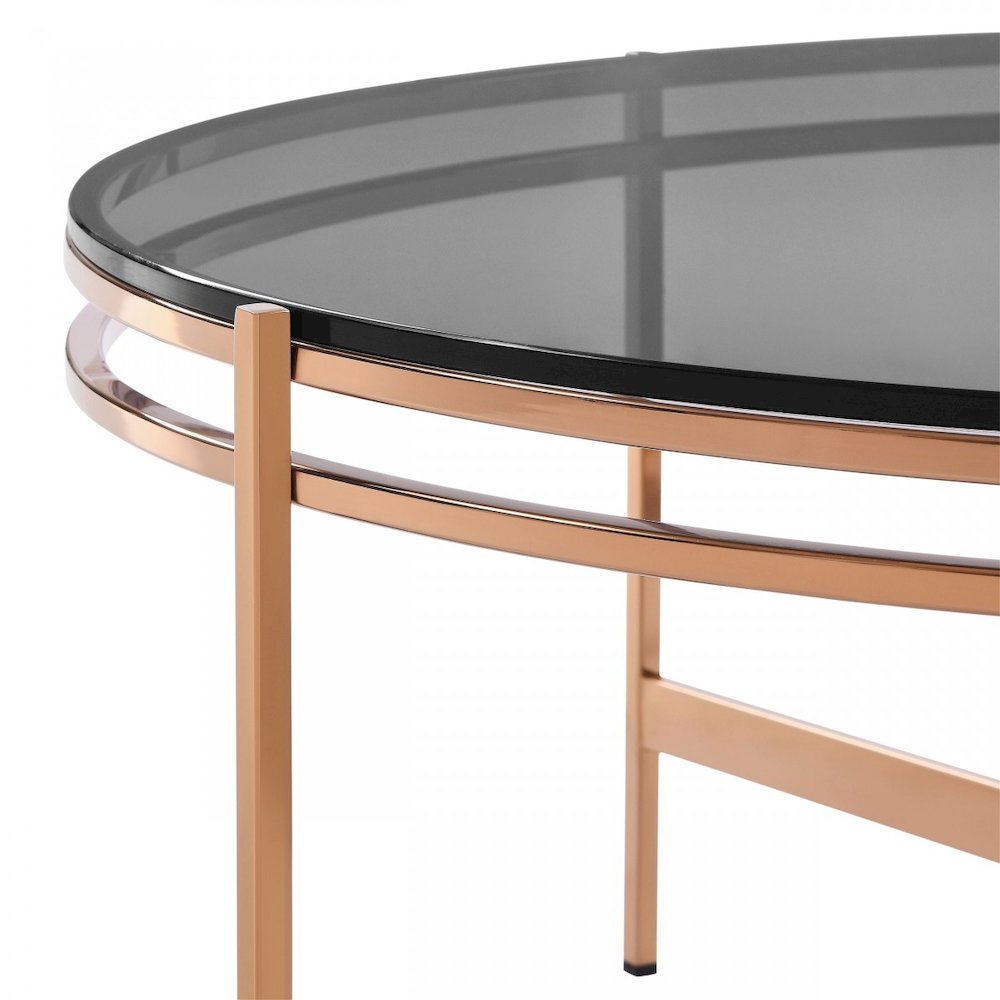 Modrest Bradford - Modern Smoked Glass & Rosegold Coffee Table. Picture 4