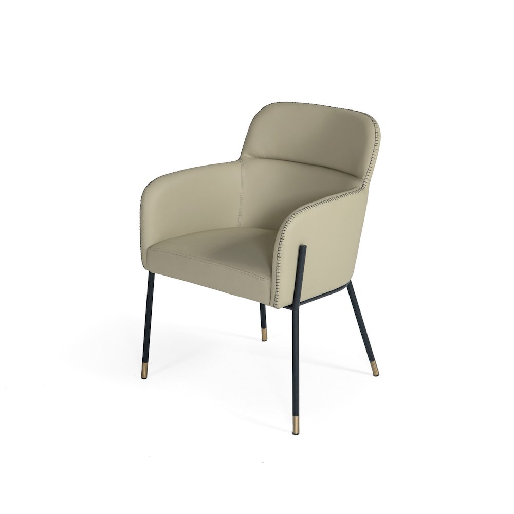 Modrest Brady - Modern Black Metal + Greige Vegan Leather Dining Chair. Picture 3