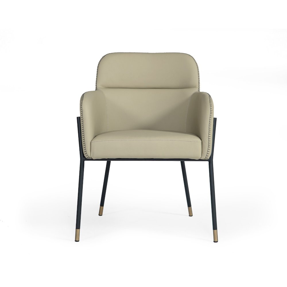 Modrest Brady - Modern Black Metal + Greige Vegan Leather Dining Chair. Picture 4
