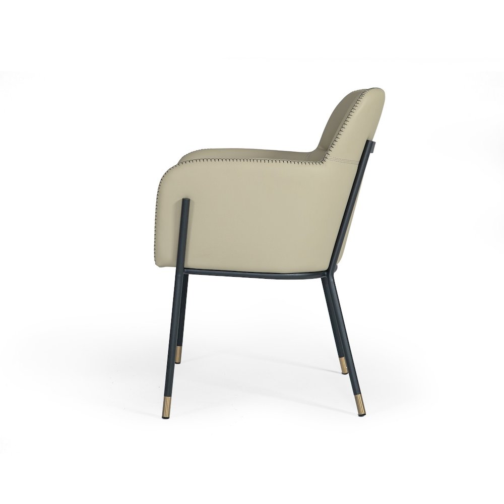 Modrest Brady - Modern Black Metal + Greige Vegan Leather Dining Chair. Picture 5