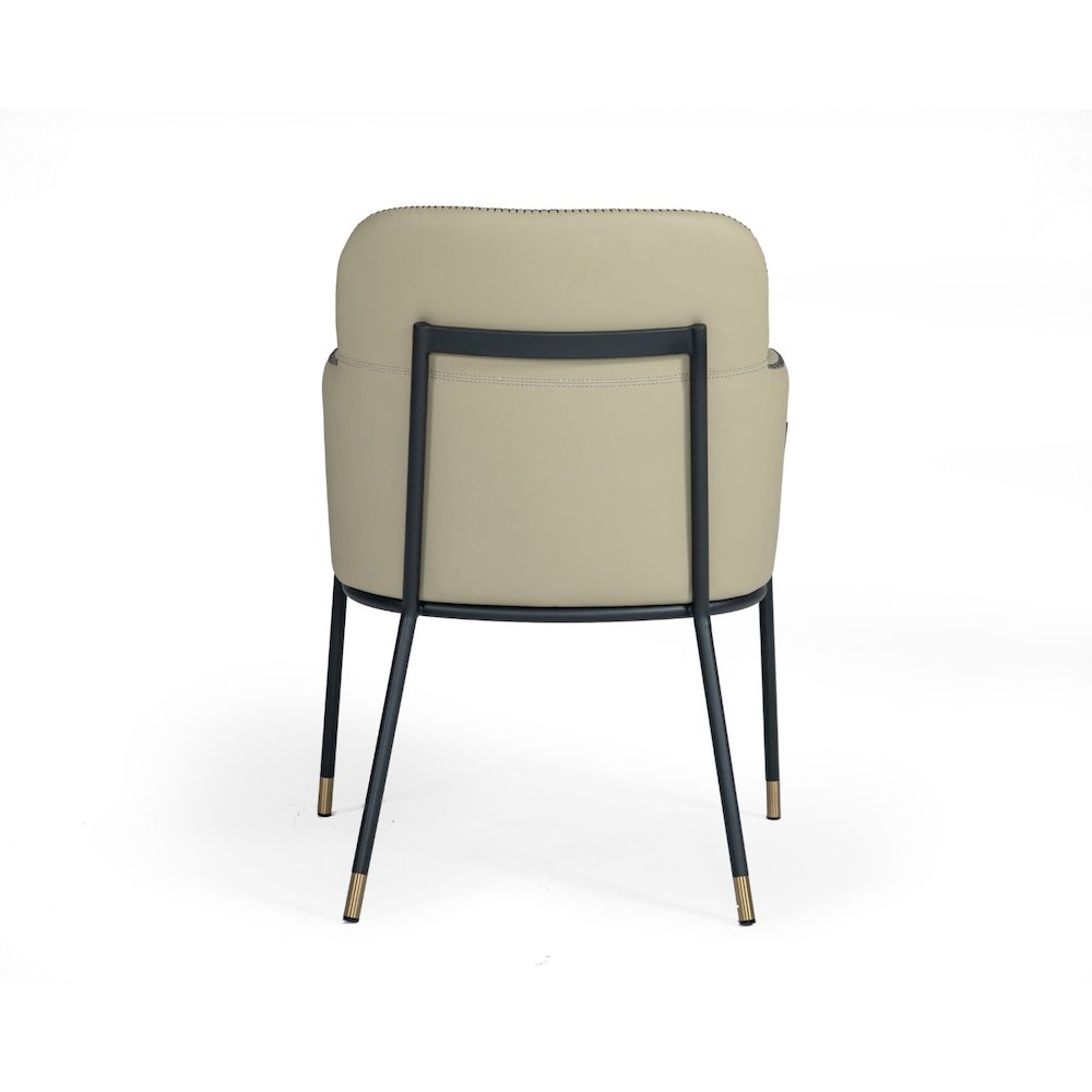 Modrest Brady - Modern Black Metal + Greige Vegan Leather Dining Chair. Picture 6