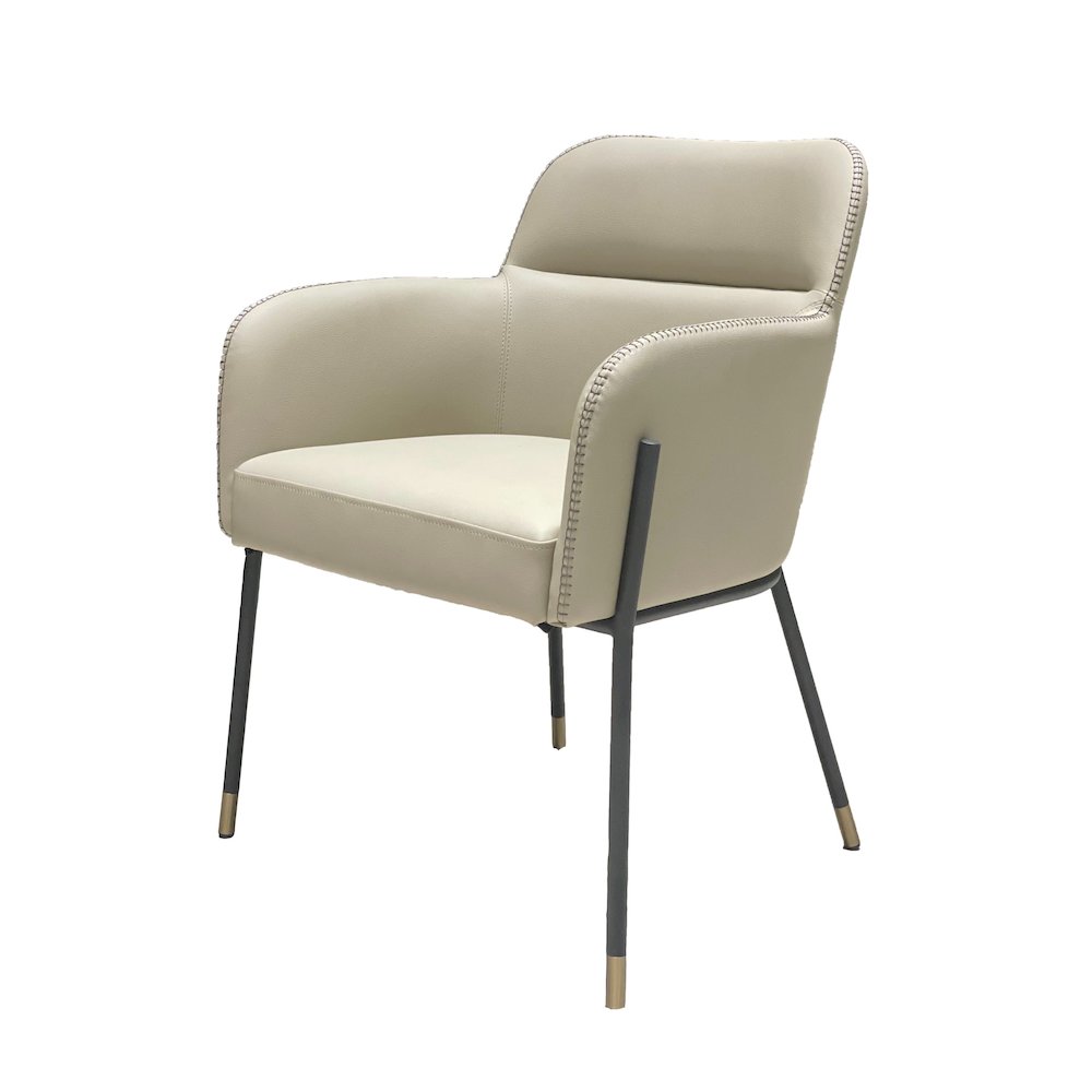 Modrest Brady - Modern Black Metal + Greige Vegan Leather Dining Chair. Picture 1