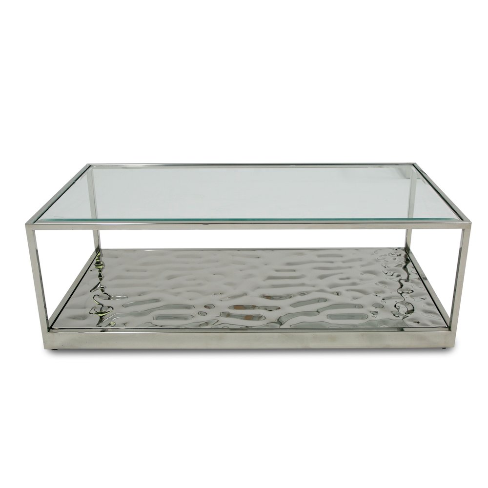Modrest Braxton - Contemporary Clear Wave Glass Coffee Table. Picture 2
