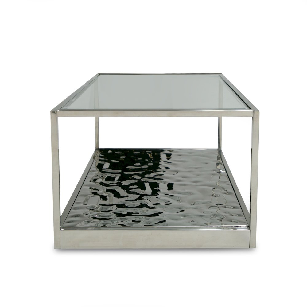 Modrest Braxton - Contemporary Clear Wave Glass Coffee Table. Picture 4