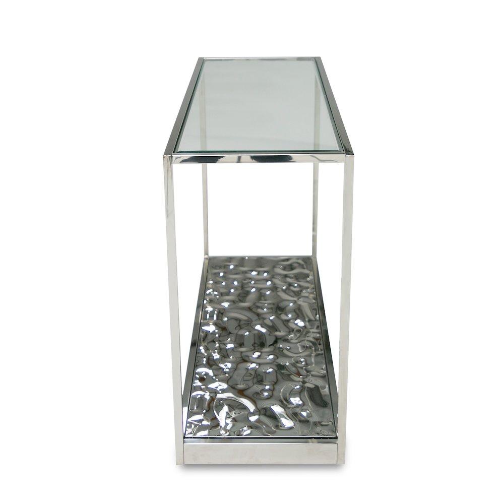 Modrest Braxton - Contemporary Clear Wave Glass Console Table. Picture 3