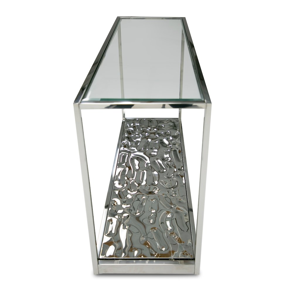 Modrest Braxton - Contemporary Clear Wave Glass Console Table. Picture 4