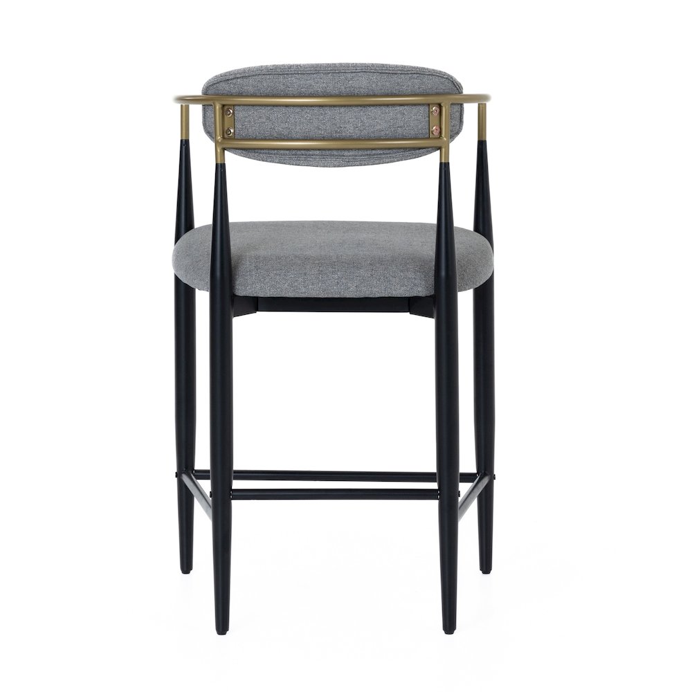Mid-Century Modern Medium Grey + Gold Arm + Black Counter Chair. Picture 4