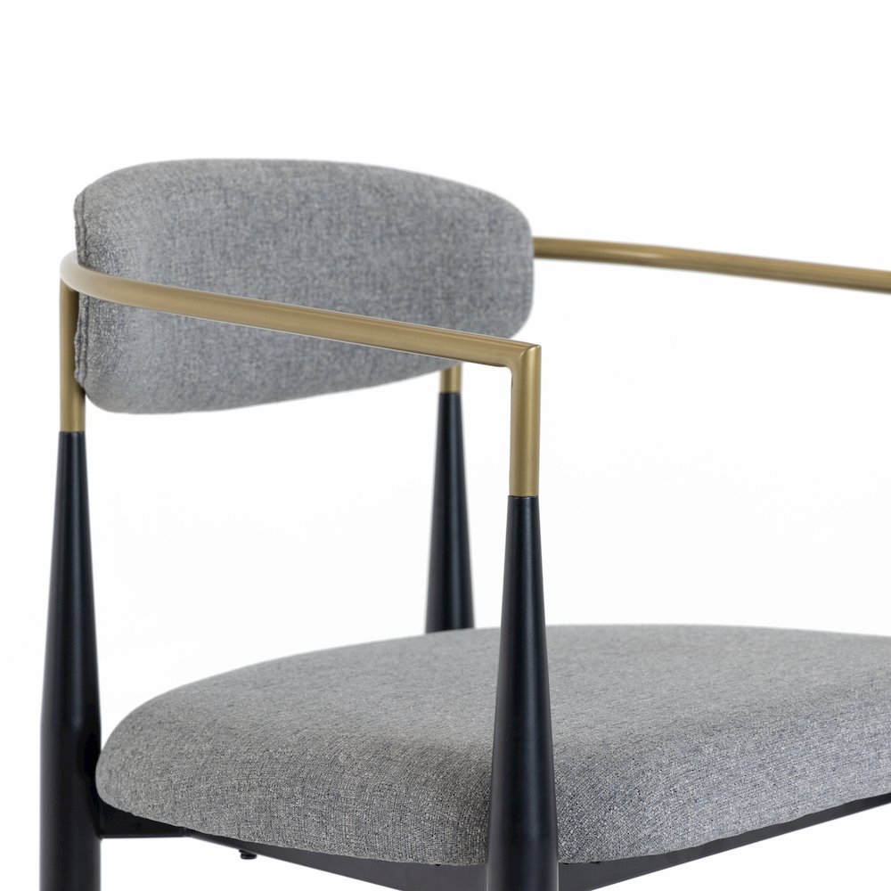Mid-Century Modern Medium Grey + Gold Arm + Black Counter Chair. Picture 5