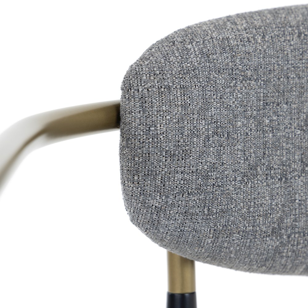 Mid-Century Modern Medium Grey + Gold Arm + Black Counter Chair. Picture 7
