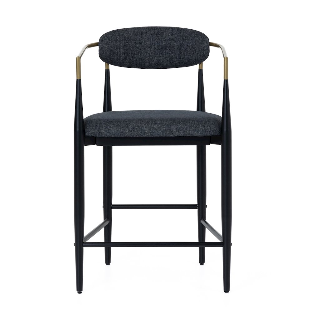 Buchtel - Mid-Century Modern Dark Grey Gold Arm Black Counter Chair. Picture 2