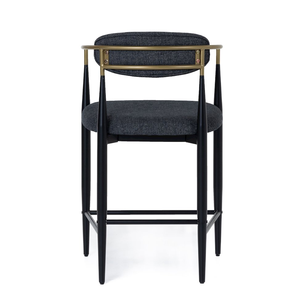 Buchtel - Mid-Century Modern Dark Grey Gold Arm Black Counter Chair. Picture 4