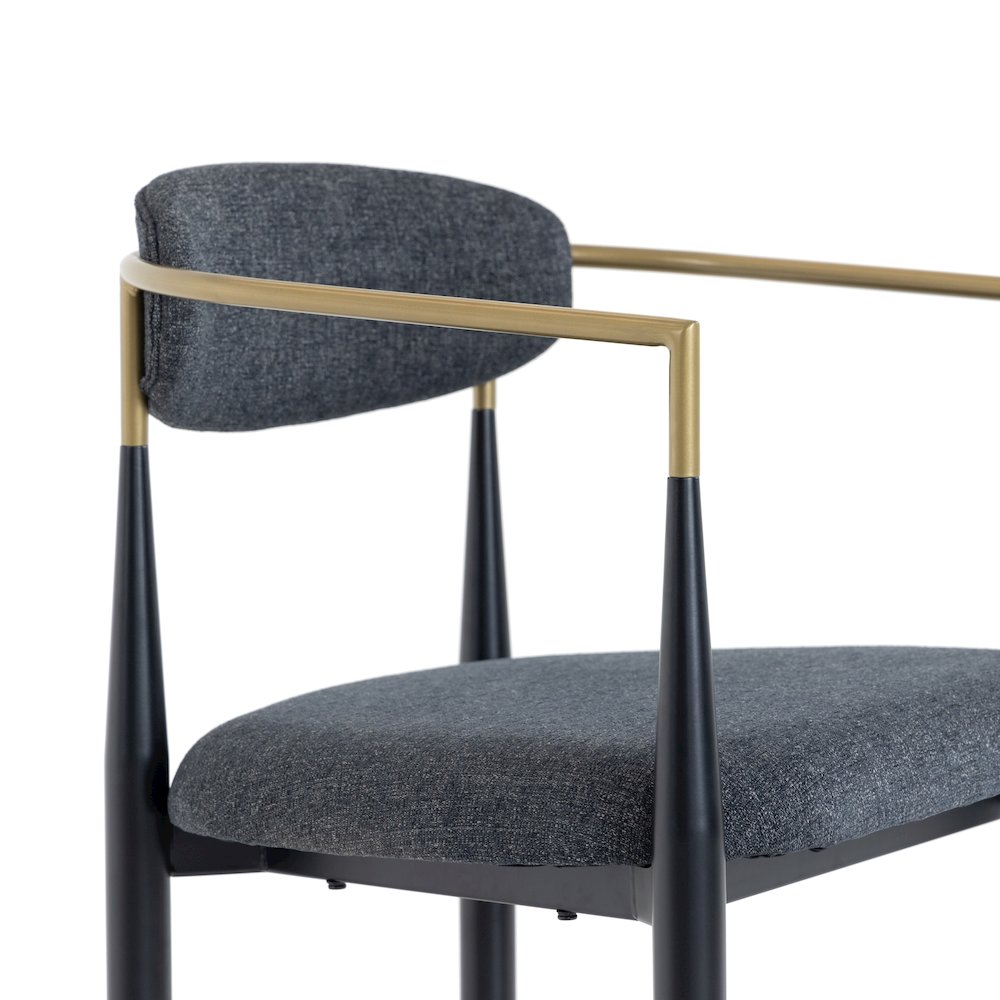 Buchtel - Mid-Century Modern Dark Grey Gold Arm Black Counter Chair. Picture 5