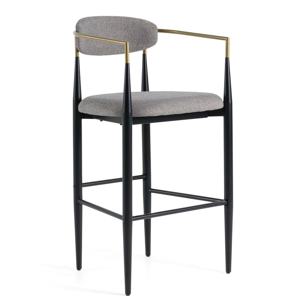 Modrest Buchtel - Mid-Century Modern Medium Grey + Gold Arm + Black Bar Chair. Picture 1