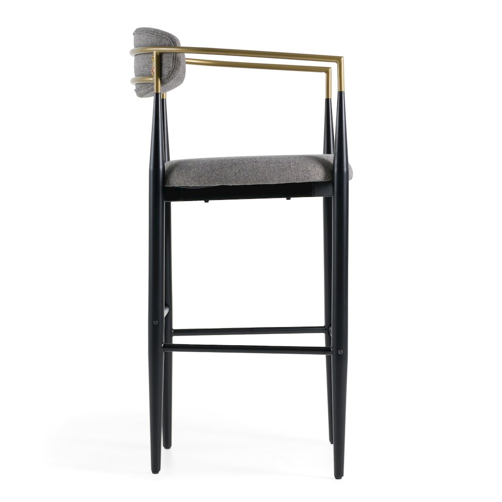 Modrest Buchtel - Mid-Century Modern Medium Grey + Gold Arm + Black Bar Chair. Picture 3