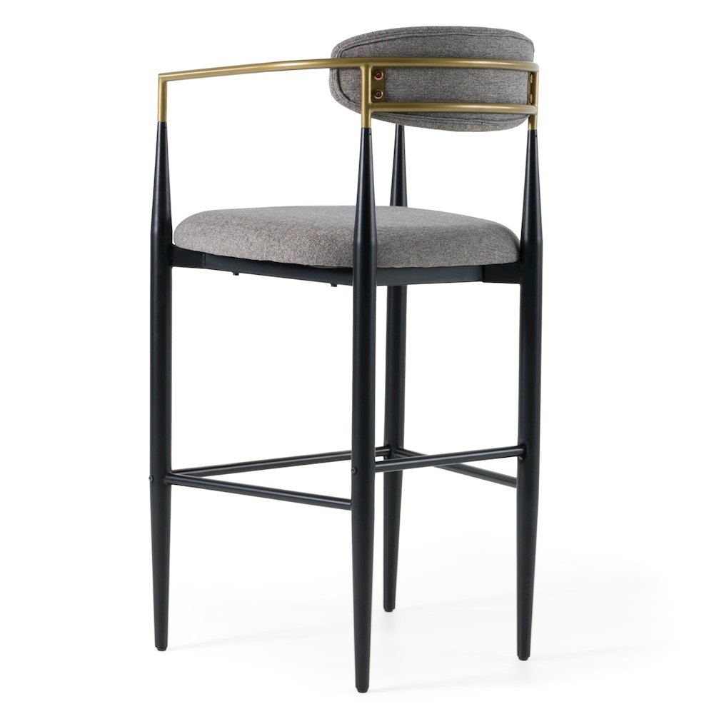 Modrest Buchtel - Mid-Century Modern Medium Grey + Gold Arm + Black Bar Chair. Picture 5