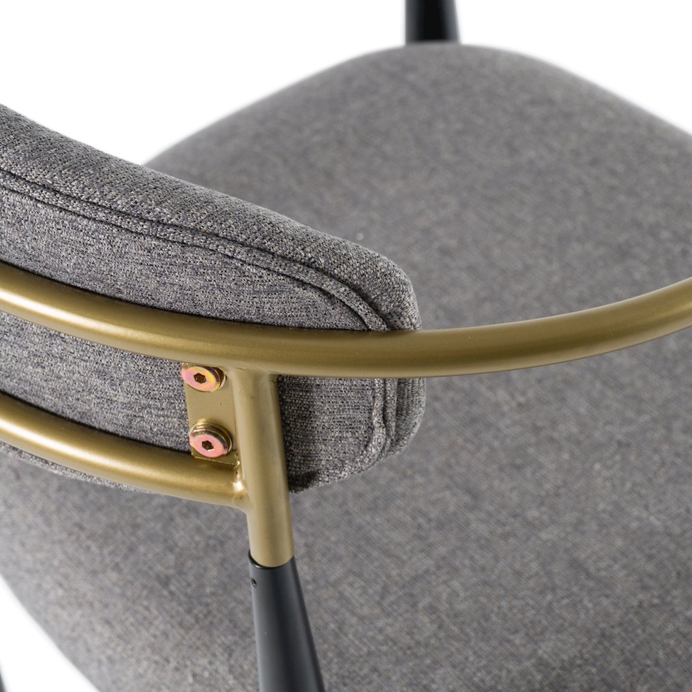Modrest Buchtel - Mid-Century Modern Medium Grey + Gold Arm + Black Bar Chair. Picture 7