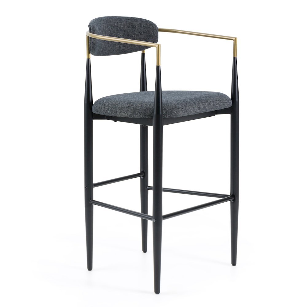 Modrest Buchtel - Mid-Century Modern Dark Grey + Gold Arm + Black Bar Chair. Picture 1