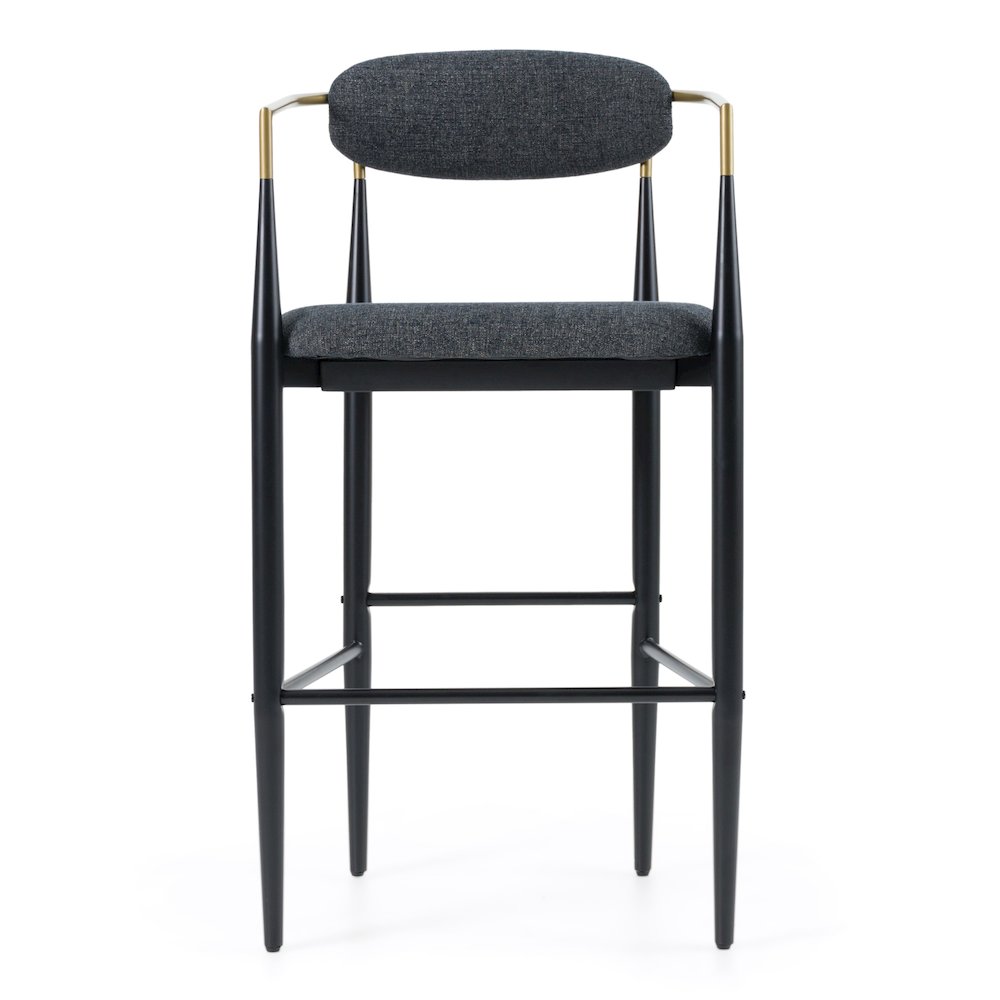Modrest Buchtel - Mid-Century Modern Dark Grey + Gold Arm + Black Bar Chair. Picture 2