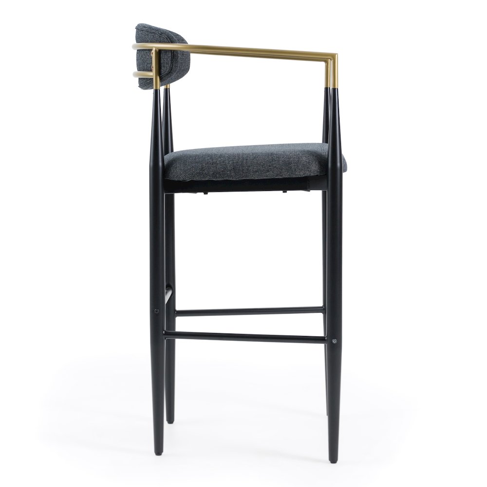 Modrest Buchtel - Mid-Century Modern Dark Grey + Gold Arm + Black Bar Chair. Picture 3