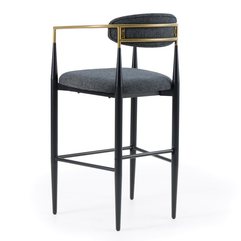 Modrest Buchtel - Mid-Century Modern Dark Grey + Gold Arm + Black Bar Chair. Picture 5