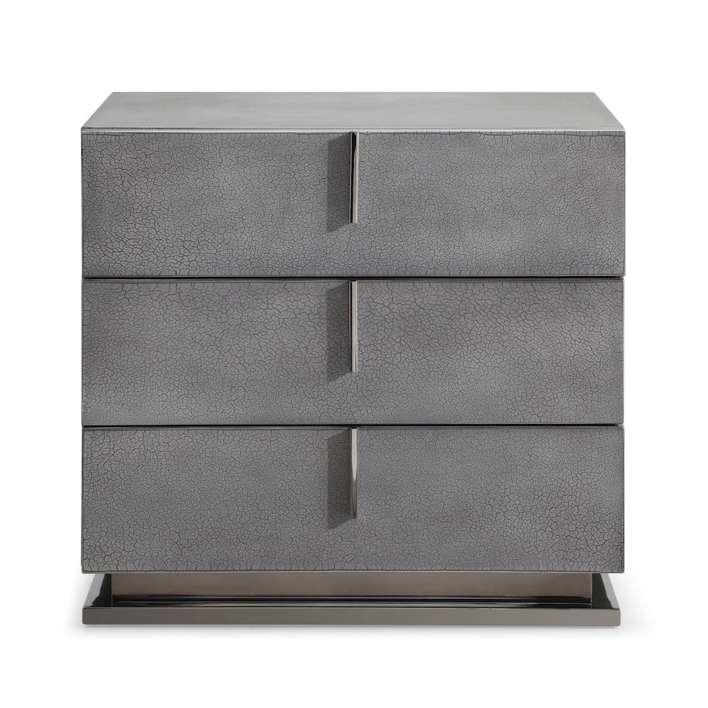 Modrest Buckley Modern Cracked Grey 3-Drawer Nightstand. Picture 1