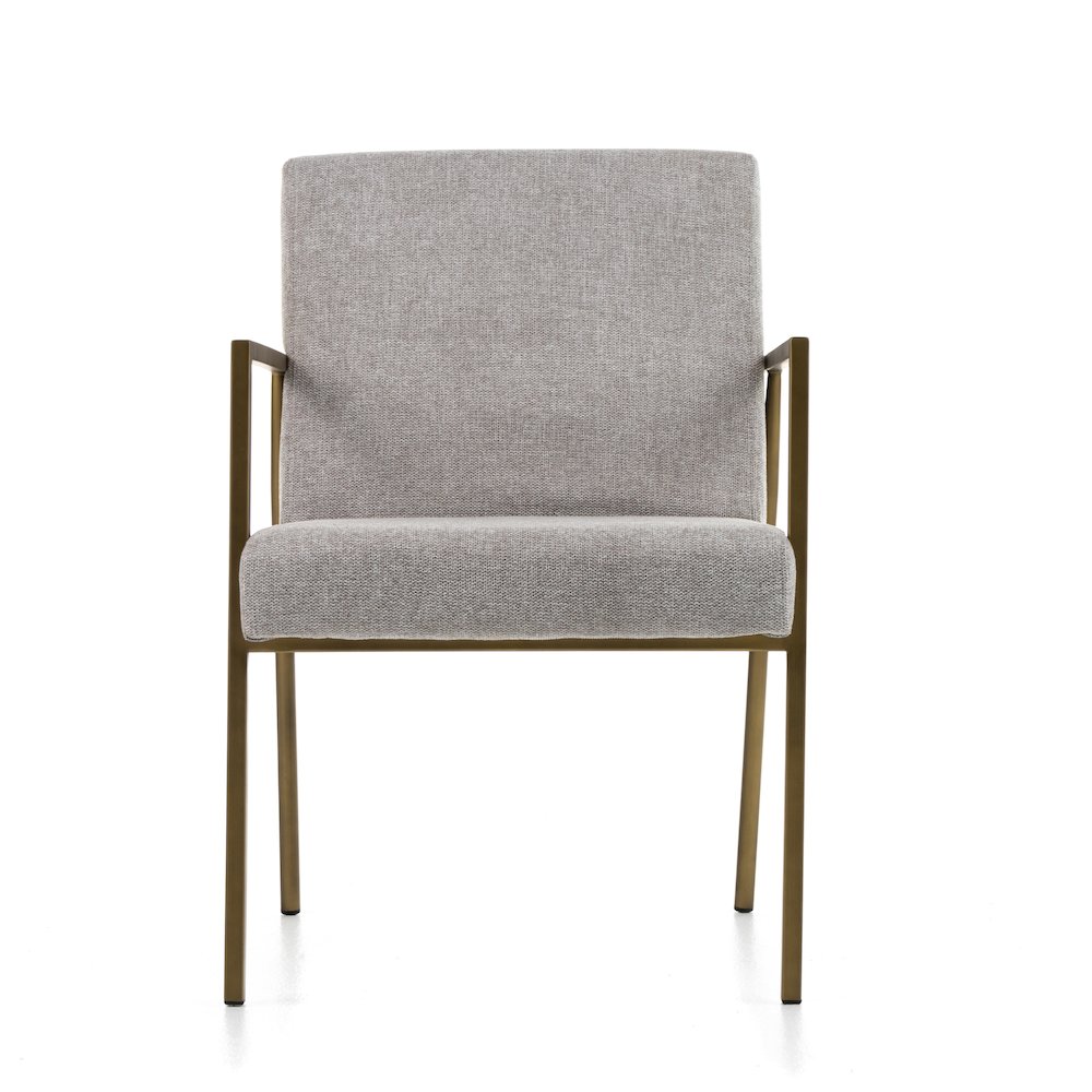 Modrest Burnham - Modern Light Grey & Brass Arm Dining Chair. Picture 3
