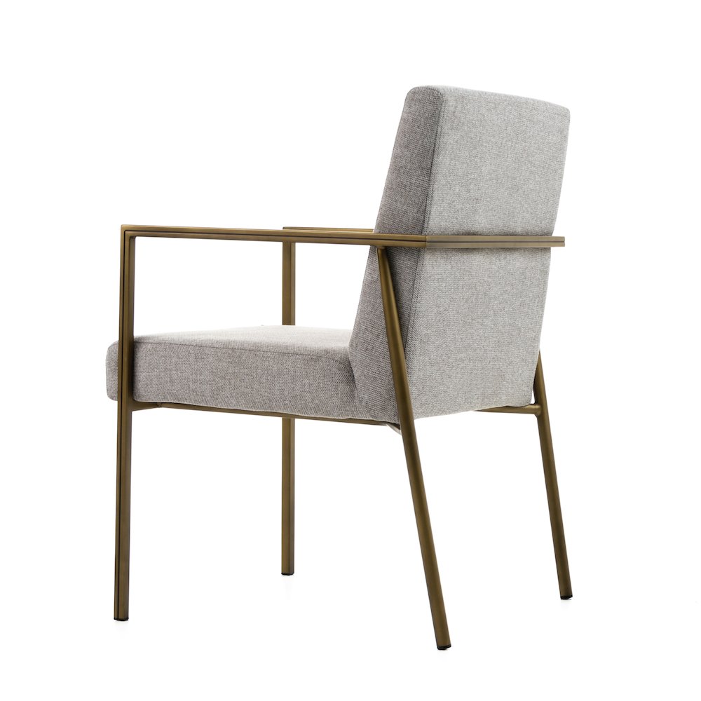 Modrest Burnham - Modern Light Grey & Brass Arm Dining Chair. Picture 5