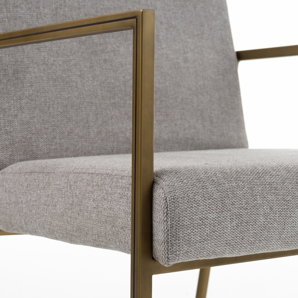 Modrest Burnham - Modern Light Grey & Brass Arm Dining Chair. Picture 7
