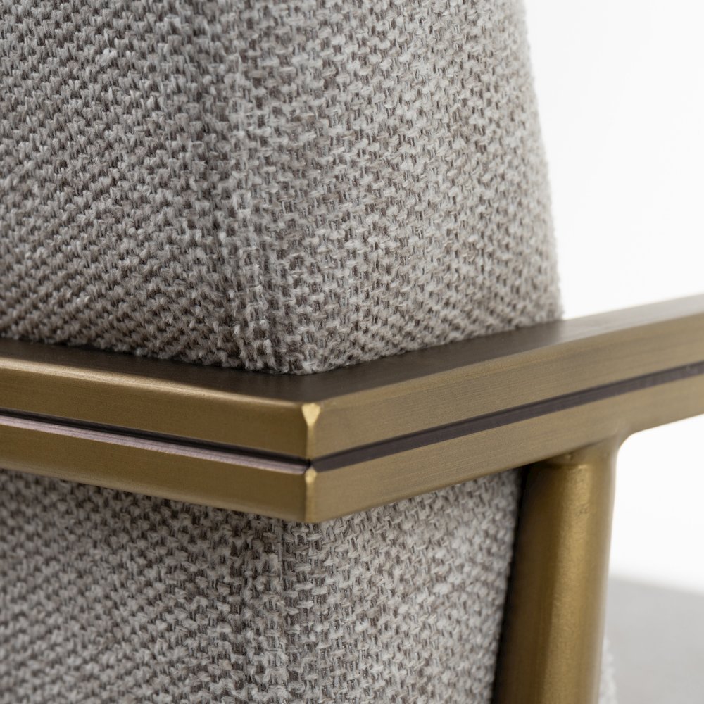 Modrest Burnham - Modern Light Grey & Brass Arm Dining Chair. Picture 9