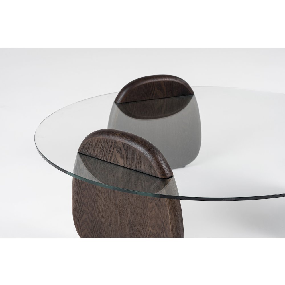 Modrest Buxton - Mid-Century Modern Glass + Dark Walnut Coffee Table. Picture 2