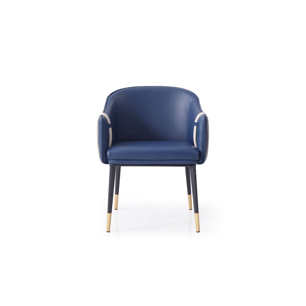 Calderon - Blue and Beige Vegan Leather Dining Chair. Picture 2