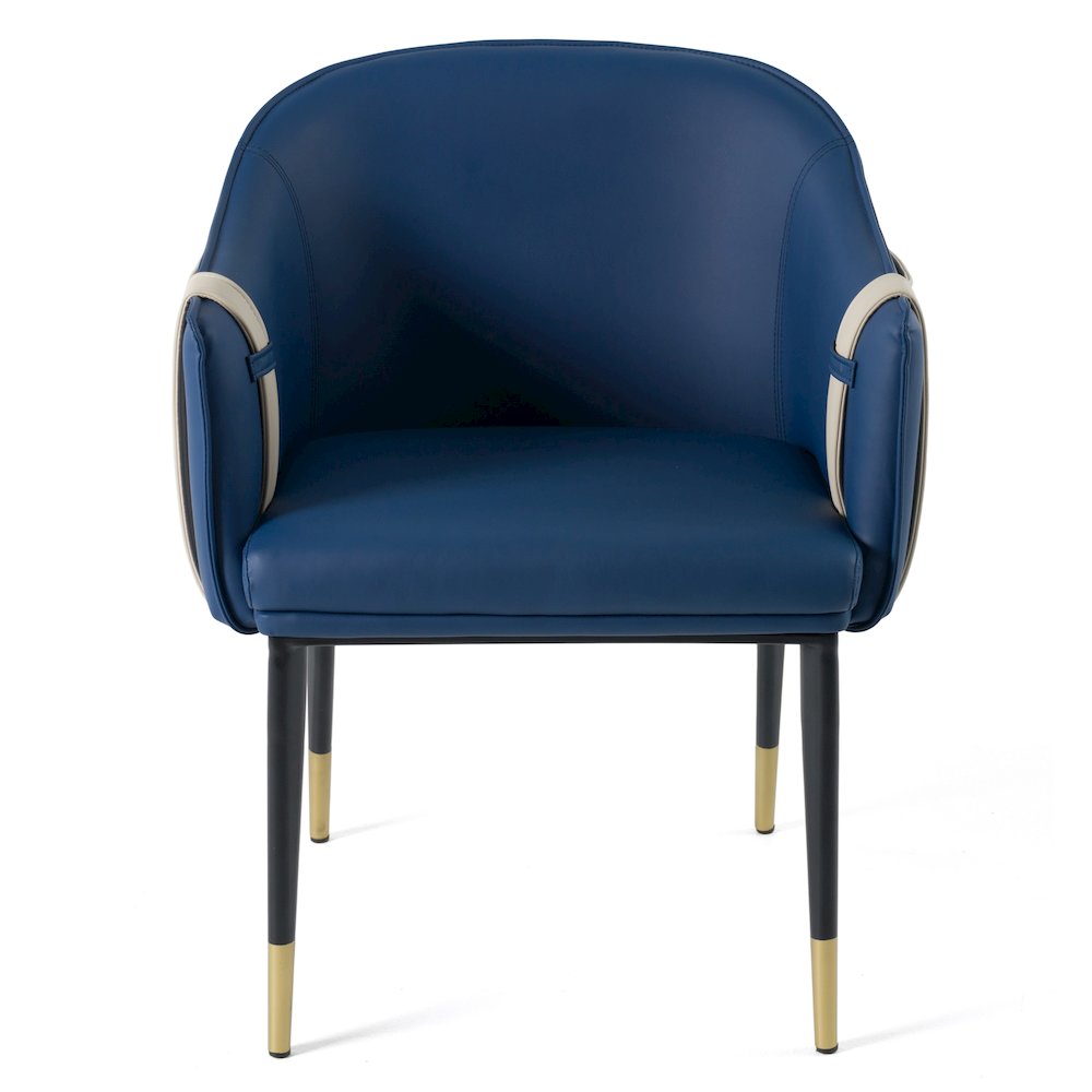 Calderon - Blue and Beige Vegan Leather Dining Chair. Picture 4